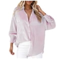 thumbnail image 1 of Towmus Striped Button Down Shirts for Women Office Work Trendy Blouse Smocked Cuffed clothings Causal Long Sleeve Tops with Pocket, 1 of 6
