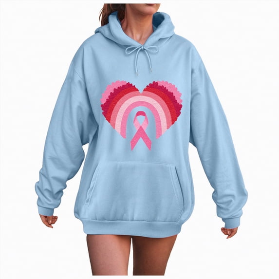 Towmus Sweat Shirts for Womens Casual Love Heart Graphic Long Sleeve Loose Pullover Tops Drawstring Hoodies with Pocket