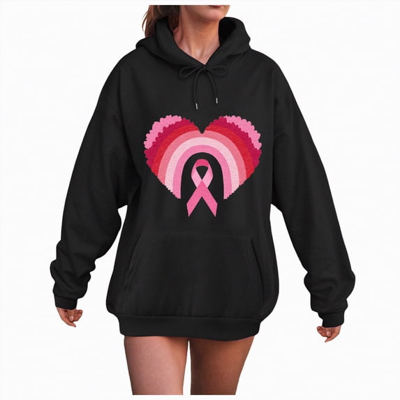 Towmus Sweat Shirts for Womens Casual Love Heart Graphic Long Sleeve Loose Pullover Tops Drawstring Hoodies with Pocket