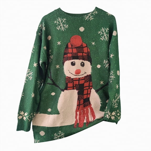 Towmus Sweaters for Women Women's Christmas Snowflake Sweater Crewneck Casual Holiday Knit Sweater Pullover