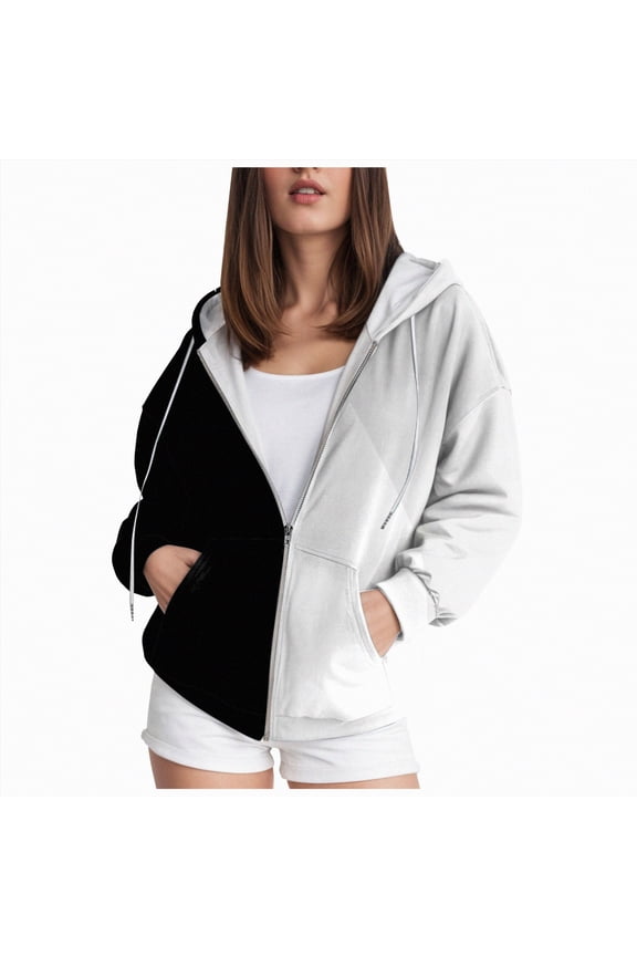 Sweatshirt Jacket for Women Full Zipper Plus Size Hooded Sweatshirts Ladies Tie Dye Printed Fleece Jackets Coat