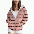 thumbnail image 1 of Towmus Sweatshirt for Women Full Zip Hooded Pullover Oversized Striped Casual Hoodies Fall Winter Coats, 1 of 5