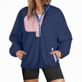 thumbnail image 1 of Towmus Sweatshirt for Women Plus Size Fuzzy Fleece Jacket Color Block Button Long Sleeve Pullover Casual Sweatshirts Tops, 1 of 5