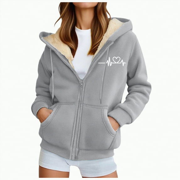 Towmus Sweatshirt for Women Zip Up Hoodies Casual Long Sleeve Warm Hooded Winter Coats with Pockets M-5XL