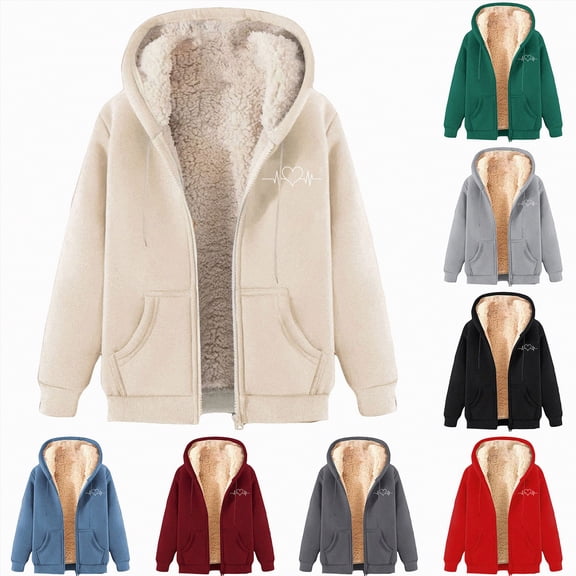 Towmus Sweatshirt for Women Zip Up Hoodies Casual Long Sleeve Warm Hooded Winter Coats with Pockets M-5XL