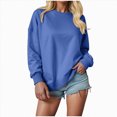 thumbnail image 1 of Towmus Sweatshirts for women Crewneck Womens Long Sleeve Tops Solid Oversized Pullover Sweatshirt for Women, 1 of 5
