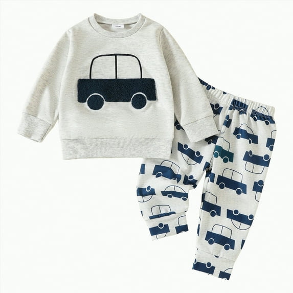 Towmus Toddler Baby Boy Fall Winter Clothes Outfit Farm Long Sleeve Sweatshirt Top+Long Pant Set 3 6 9 12 18 24Month 2t 3t