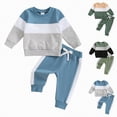 thumbnail image 1 of Towmus Toddler Boy Clothes Long Sleeve Color Block Hoodie Sweatshirt and Elastic Pants 2Pcs Boys Fall Winter Outfits Set, 1 of 6