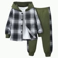 thumbnail image 1 of Towmus Toddler Boy Clothes Plaid Hooded Shirt - 2 Piece Outfit: Button Front Toddler Casual Hoodie & Sweatpants Set 3~7 years, 1 of 8