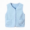thumbnail image 1 of Towmus Toddler Vest for Girls Boy, Sleeveless Reversible Sherpa Fleece Vest Fall Winter Button Down Waistcoat Outerwear with Pocket, Sky Blue, 7-8 Years, 1 of 4