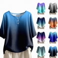 thumbnail image 1 of Towmus Tshirts for Women Women's Summer Casual Round Neck Short Sleeve Oversized Gradient Printing Tops for Women, 1 of 6