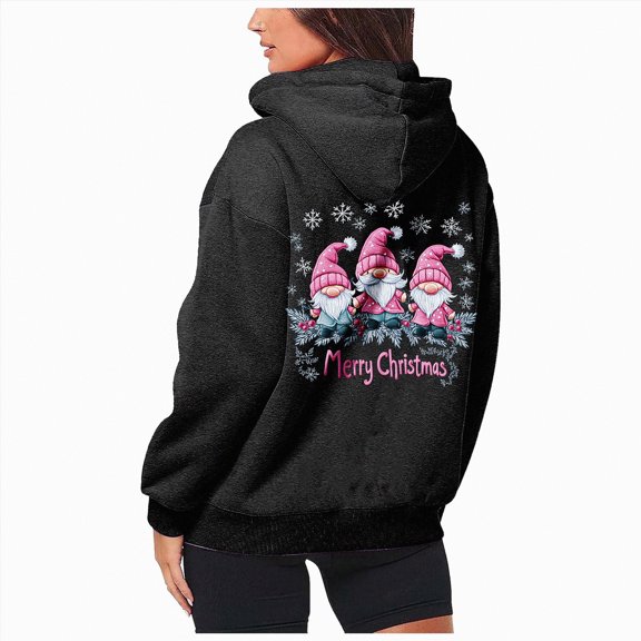 Towmus Christmas Sweatshirts Outfits for Women Long Sleeve Graphic Top Funny Hooded Sweatshirt Fall Winter Pullover Tops