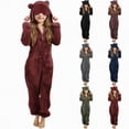thumbnail image 1 of Towmus Warm Sherpa Fleece Bed Jumpsuit Kids Cute Winter Plain Zip Up Long Sleeve Soft Hooded Romper Winter Warm Lounge Outfits with Pockets, 1 of 4