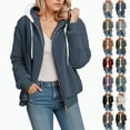 thumbnail image 1 of Towmus Winter Coats for Women Plus Size Fleece Zip Up Sweatshirts Warm Plush Hooded Lightweight Cardigan Jackets Sherpa Coats, 1 of 7