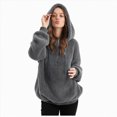 thumbnail image 1 of Towmus Winter Warm Fuzzy Teddy Bear Hoodie Women Plush Hooded Sweatshirts Half Zip Pullover Sweatshirt Oversized Winter Coats with Pockets, 1 of 7