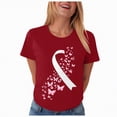 thumbnail image 1 of Towmus Women Breast Cancer T-Shirt Crew Neck Pink Ribbon Shirts Casual Graphic Pink Cancer Warrior Blouse, 1 of 5