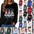 thumbnail image 1 of Towmus Women Christmas Sweatshirts Casual Long Sleeve Fall Funny Gnomies Graphic Pullover Tops, 1 of 7