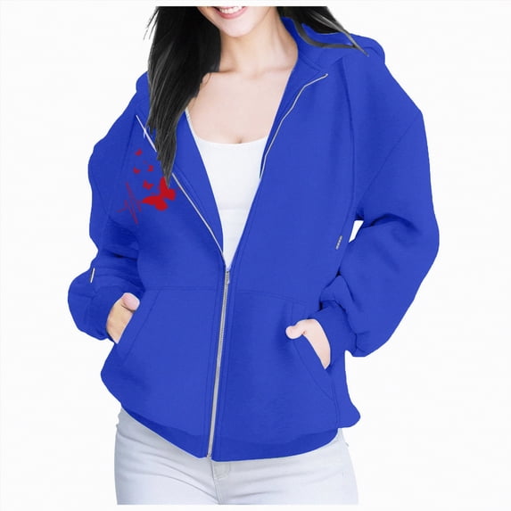 Towmus Women Cute Giaphics Full Zip Up Hoodie Cotton Jacket with Pockets Aesthetic Sweatshirt