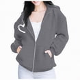thumbnail image 1 of Towmus Women Cute Rugby Graphics Full Zip Up Hoodie Aesthetic Sweatshirt Cotton Jacket with Pockets, 1 of 4