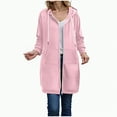 thumbnail image 1 of Towmus Women Full Zip Up Hoodie Oversized Long Tunic Sweatshirts Casual Fleece Hooded Jacket Fashion Winter Coats Outerwear with Pockets, 1 of 8