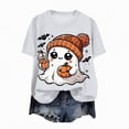 thumbnail image 1 of Towmus Women Halloween Shirt Cute Graphic Tees Crew Neck Short Sleeve T-Shirts Pullover Tops White, 1 of 4