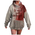thumbnail image 1 of Towmus Women Halloween Sweatshirts Novelty Sweatshirt Letter Graphic Hoodies Shirt Funny Shirts for Women Khaki 5XL, 1 of 3