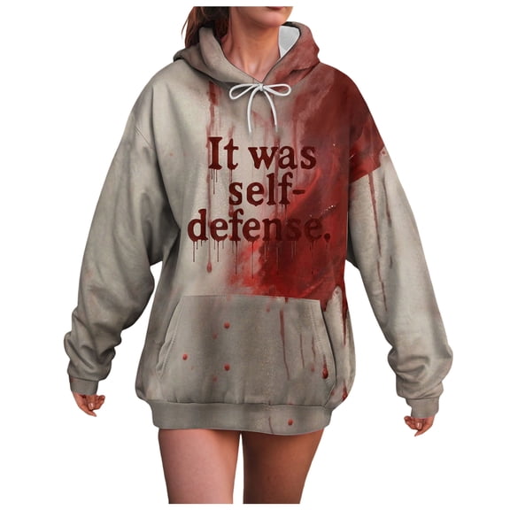 Towmus Women Halloween Sweatshirts Novelty Sweatshirt Letter Graphic Hoodies Shirt Funny Shirts for Women Khaki 5XL