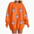 thumbnail image 1 of Towmus Women Halloween Sweatshirts Sequin Ghost Long Sleeve Shirt Oversized Crewneck Fall Pullover Tops, 1 of 6