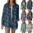 thumbnail image 1 of Towmus Women Hawaiian Shirts Oversized Floral Printed Lapel Neck Button Down Long Sleeve Fall Tunic Tops Casual Cardigan Shirt, 1 of 6