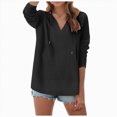 thumbnail image 1 of Towmus Women Lightweight Hoodies 2025 Fall Trendy V Neck Hooded Sweatshirt Pullover Tops Oversized Loose Shirts for Fall with Pockets, 1 of 6