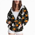 thumbnail image 1 of Towmus Women Long Sleeve Halloween Graphic Crewneck Tops Casual Zip Up Hooded Sweatshirts, 1 of 6