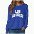thumbnail image 1 of Towmus Women Long Sleeve Los Angeles Sweatshirts Casual Long Sleeve Raglan Shirts Cool Letter Print Pullover Tops, 1 of 5