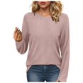 thumbnail image 1 of Towmus Women Long Sleeve T Shirts Crewneck Fall Breathable Casual Tunic Tops Solid Color Basics Tees, 1 of 5