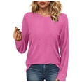thumbnail image 1 of Towmus Women Long Sleeve T Shirts Crewneck Fall Breathable Casual Tunic Tops Solid Color Basics Tees, 1 of 5