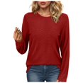 thumbnail image 1 of Towmus Women Long Sleeve T Shirts Crewneck Fall Breathable Casual Tunic Tops Solid Color Basics Tees, 1 of 5