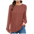 thumbnail image 1 of Towmus Women Long Sleeve T Shirts Crewneck Sweatshirts Fall Casual Tunic Tops Loose Fit Elastic Blouse for Women, 1 of 5