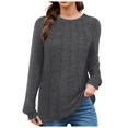 thumbnail image 1 of Towmus Women Long Sleeve T Shirts Crewneck Sweatshirts Fall Casual Tunic Tops Loose Fit Elastic Blouse for Women, 1 of 5