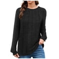 thumbnail image 1 of Towmus Women Long Sleeve T Shirts Crewneck Sweatshirts Fall Casual Tunic Tops Loose Fit Elastic Blouse for Women, 1 of 4