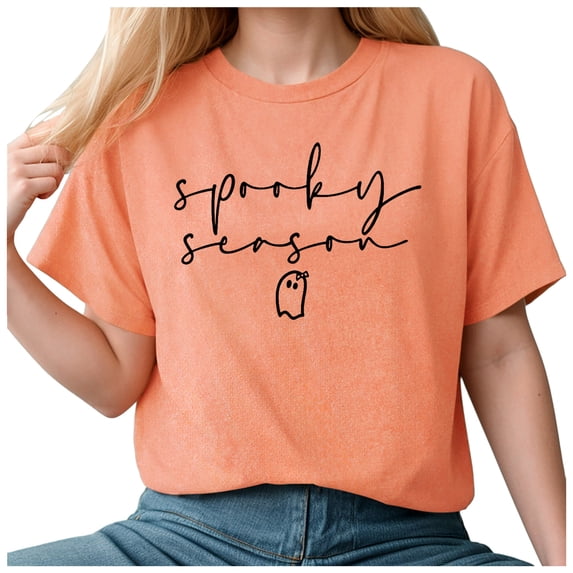 Towmus Women Plus Size Blouse Graphic Halloween Cute Casual Letter T-Shirt Short Sleeve Funny Top Tees