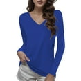 thumbnail image 1 of Towmus Women Shirts V Neck Short Ladies Long Sleeve Tee Shirts Basic Tops, 1 of 6