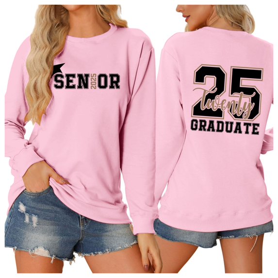 Towmus Women Sweatshirt Senior 2025 Crewneck Pullover Top Class of 2025 Sweater Shirt 2025 Grad Long Sleeve Shirt Letter Print Long Sleeve Casual Top