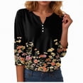 thumbnail image 1 of Towmus Women's 3/4 Sleeve Summer Tops Plus Size Button Down Shirts Loose Fit V Neck Casual Tops Lightweight Blouse for Women, 1 of 5