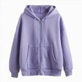 thumbnail image 1 of Towmus Women's Casual Long Sleeve Full Zip Cropped Hoodies Sweatshirts Pullover Winter Fashion Clothes, 1 of 4