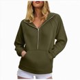 thumbnail image 1 of Towmus Women's Casual Long Sleeve Half Zip Lapel Sweaters Fall Loose Knit Pullover Tops, 1 of 5