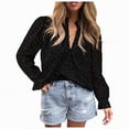 thumbnail image 1 of Towmus Women's Dressy Casual Blouse Tops Fall Spring Puff Long Sleeve Button V Neck Hollow Out Lace Embroidered Shirts, 1 of 7