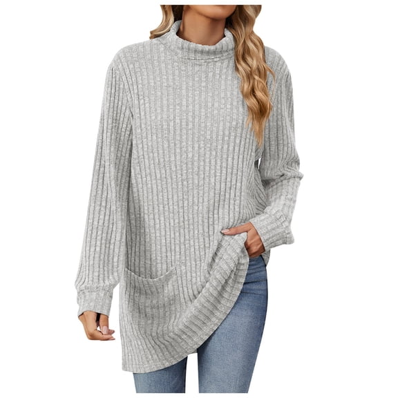 Towmus Women's Fall Sweatshirts Tunic Tops for Women Womens Turtleneck Oversized Long Sweater Dress Green Sweater