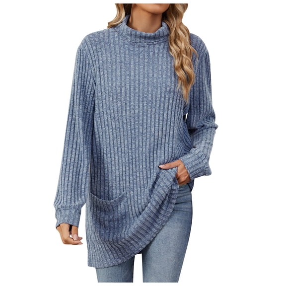 Towmus Women's Fall Sweatshirts Tunic Tops for Women Womens Turtleneck Oversized Long Sweater Dress Green Sweater