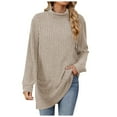thumbnail image 1 of Towmus Women's Fall Sweatshirts Tunic Tops for Women Womens Turtleneck Oversized Long Sweater Dress Green Sweater, 1 of 6