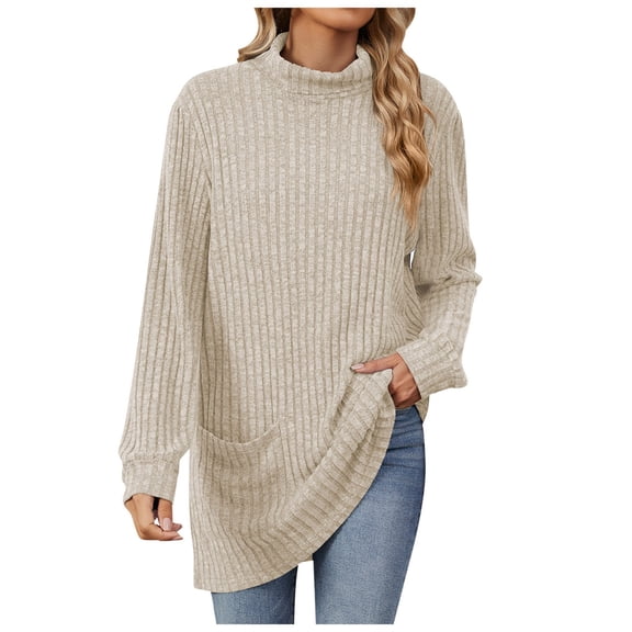 Towmus Women's Fall Sweatshirts Tunic Tops for Women Womens Turtleneck Oversized Long Sweater Dress Green Sweater