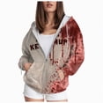 thumbnail image 1 of Towmus Women's Halloween Hoodies Tie-Dye Letter Printed Zip Up Drawstring Hooded Jackets With Pockets, Long Sleeve, XS-6XL, 1 of 6